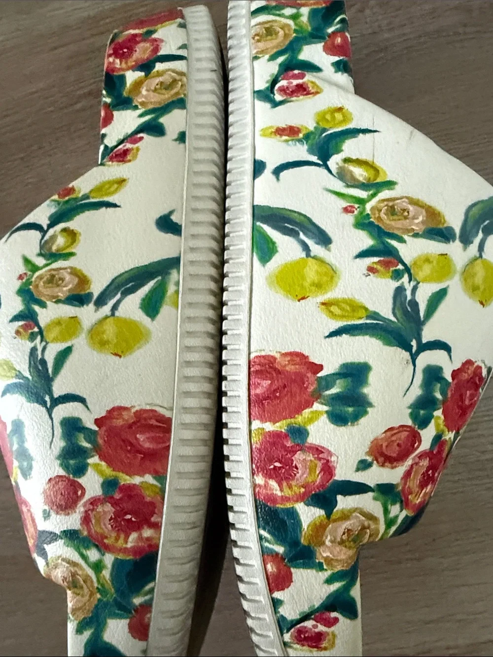 Nike White Slide Sandals with Pink Floral Print